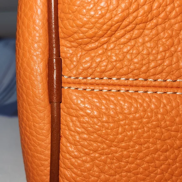 Dooney & Bourke Orange Leather Crossbody Or Satchel Handbag - Picture 5 of 7